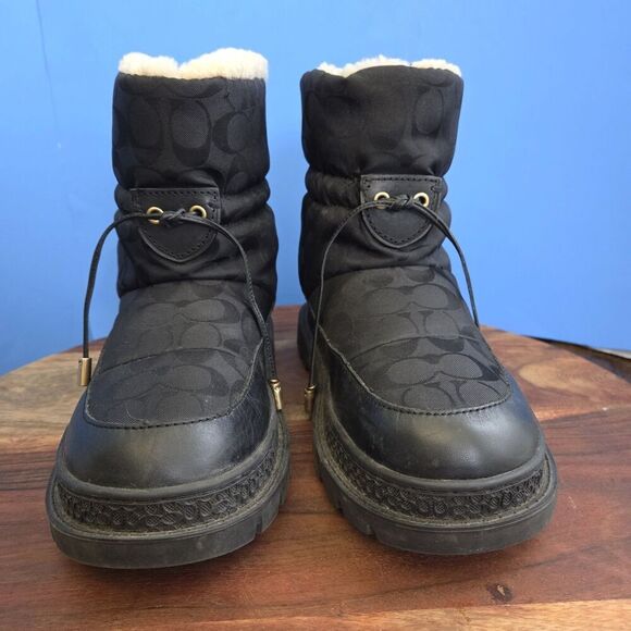 COACH Kailee Shearling Lined Cold Weather Boots Black Women's 7.5 MSRP $325 - Picture 2 of 13